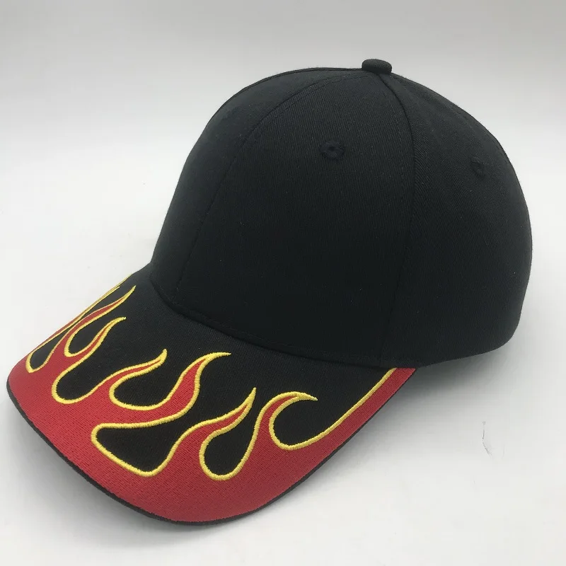 100% Cotton Brand Mens Baseball Caps Street embroidery flame hip hop baseball cap