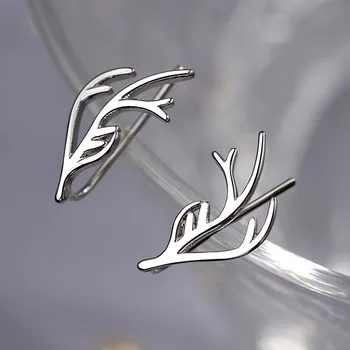 

925 Sterling Silver Elk Christmas Gift Geometric Stud Earrings For Women Kids Fashion Elegant Party Jewelry EH1353