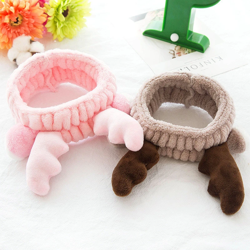 Solid Antlers Ears Headband Comfortable Rabbit Ear Spa Bath Shower Make Up Wash Face Cosmetic Hairband Hair Bands 1111