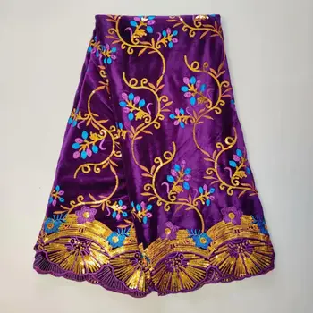 

Nigerian african lace fabric with Sequins Velvet Lace Fabric high quality embroidered velvet fabric for wedding dress 5yards
