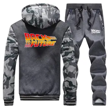 

Hoodies+Pants 2Pcs suit BACK TO THE FUTURE print Thick Warm Clothes Men Tracksuit Hoodie Winter Fashion Hoodies Sportswear sets