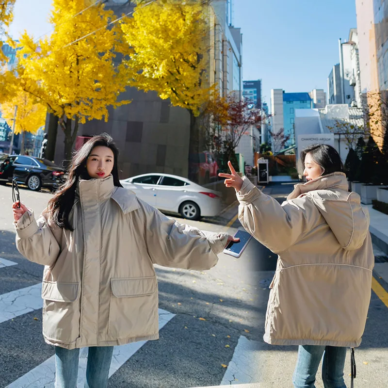 

Hooded Puffy Cotton-padded Clothes Women's Short BF Winter Workwear Cotton Coat Harajuku-Style Small Cotton-Padded Jacket Haraju