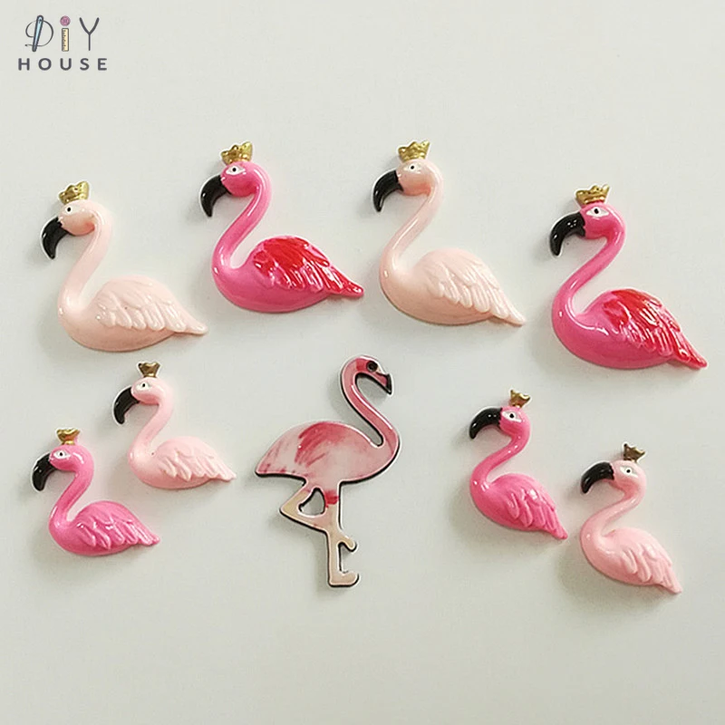 

5/10Pcs Beautiful Flamingo Flat Back Planar Resin Accessories DIY Craft Supplies Phone Shell Jewelry Ornaments Decor Material