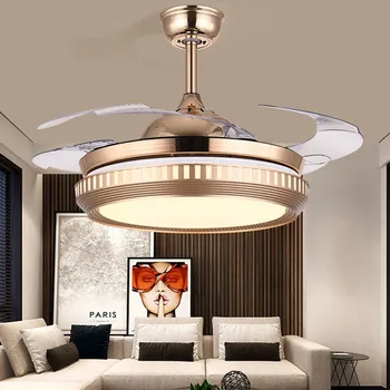 

42 inch fan lamp led ceiling fans lamps with light remote control AC 220V Invisible Simple European Household home living room