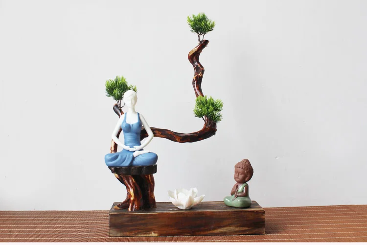 Creative Yoga Beauty Figurines Ceramic Character Decoration Crafts Office Tea Ceremony Accessories Statue Boutique Souvenir Gift