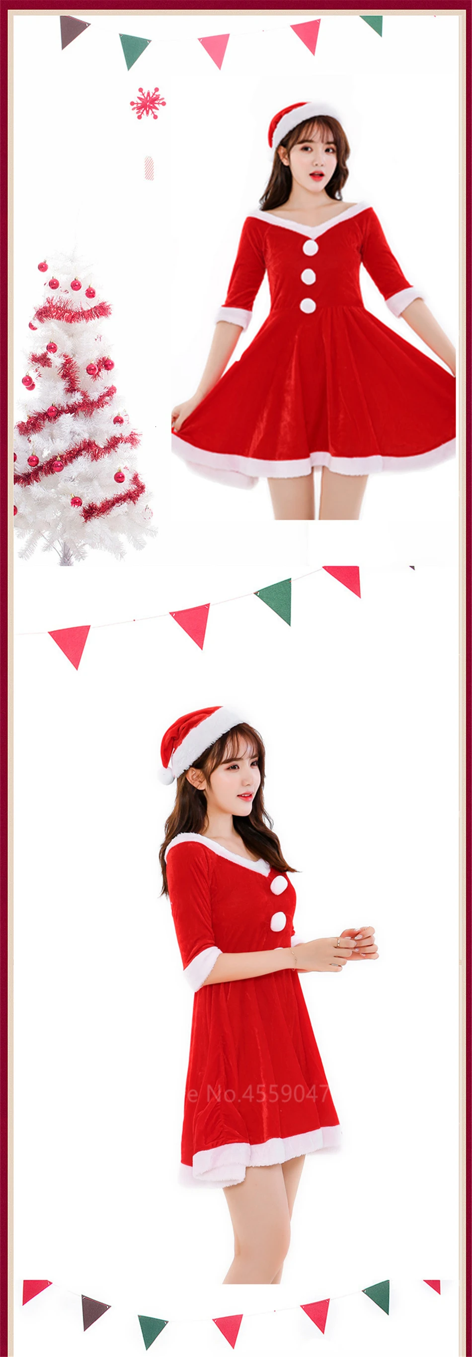 Christmas Party Cosplay Santa Claus Costumes for Adult Women Red Xams Grinch Elf New Year Red Performance Clothing