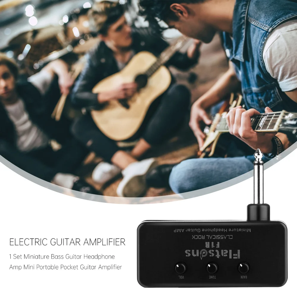 1 Set Miniature Bass Guitar Headphone Amp Mini Portable Pocket Guitar Amplifier