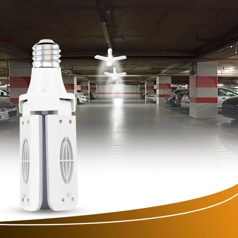 30/40W LED Garage Lights Foldable E26 Bulb 3/4 Adjustable Fan Blades Deformable Workshop Warehouse Ceiling Lighting Night Light | Лампы и