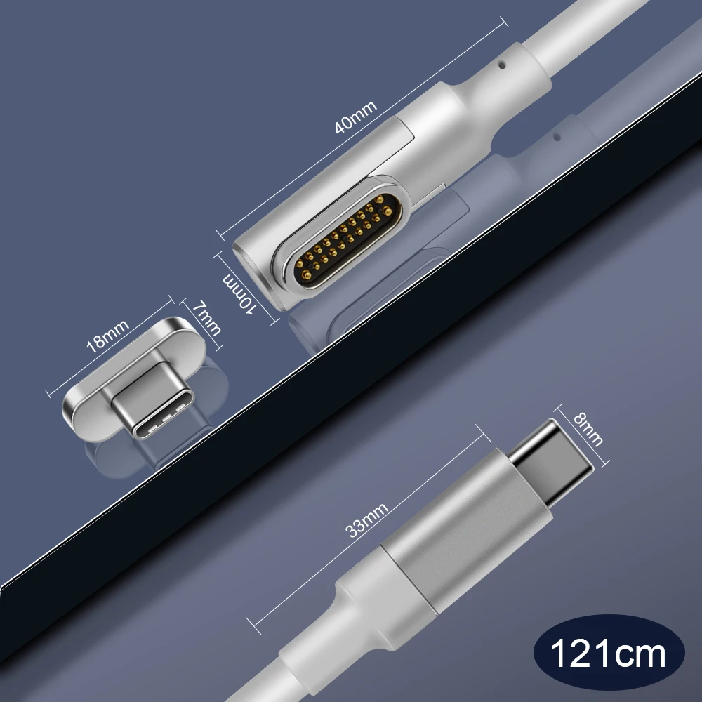 2 в 1 100 Вт Магнитный адаптер usb type C с кабелем для Macbook Pro 20 pin usb type C разъем зарядного устройства для Pixelbook/Matebook