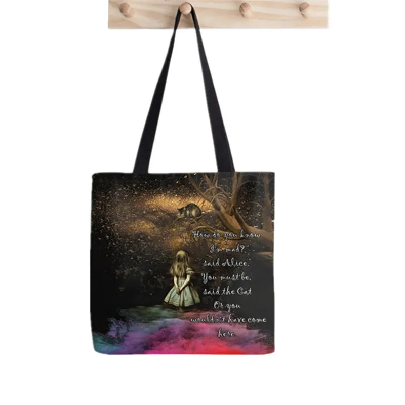 2021 Shopper Magical Wonderland Quote Painted Tote Bag women Harajuku shopper handbag girl Shoulder shopping bag Lady Canvas Bag