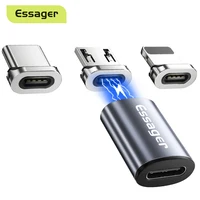 Essager-adaptador magnético Micro USB tipo C, convertidor USBC hembra a Micro USB macho, Conector de USB-C magnético tipo C para iPhone y Xiaomi