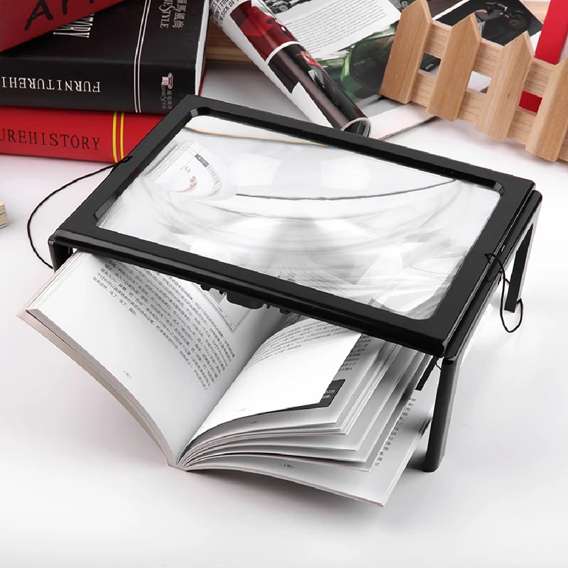 3X Foldable Magnifying Glass Reading Magnifier With LED Lights A4 Size