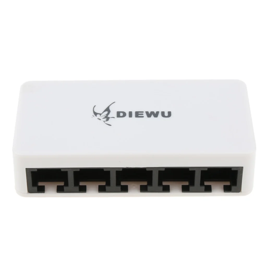 5 Port Fast Ethernet Switch Desktop Network Splitter LAN Hub Micro USB Power