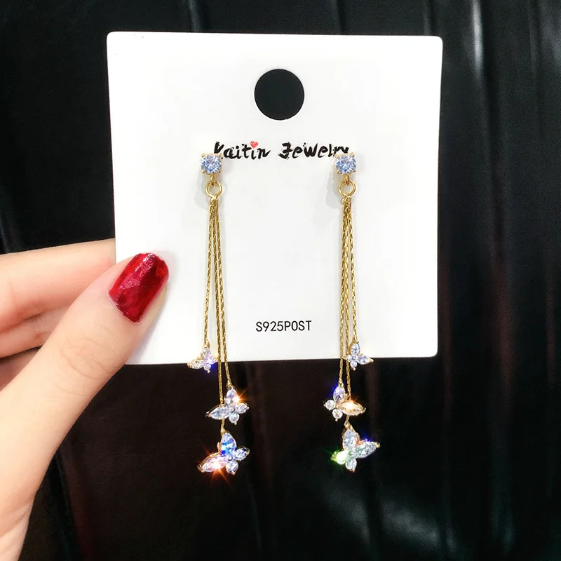 Women long design crystal earring for lady | Украшения и аксессуары