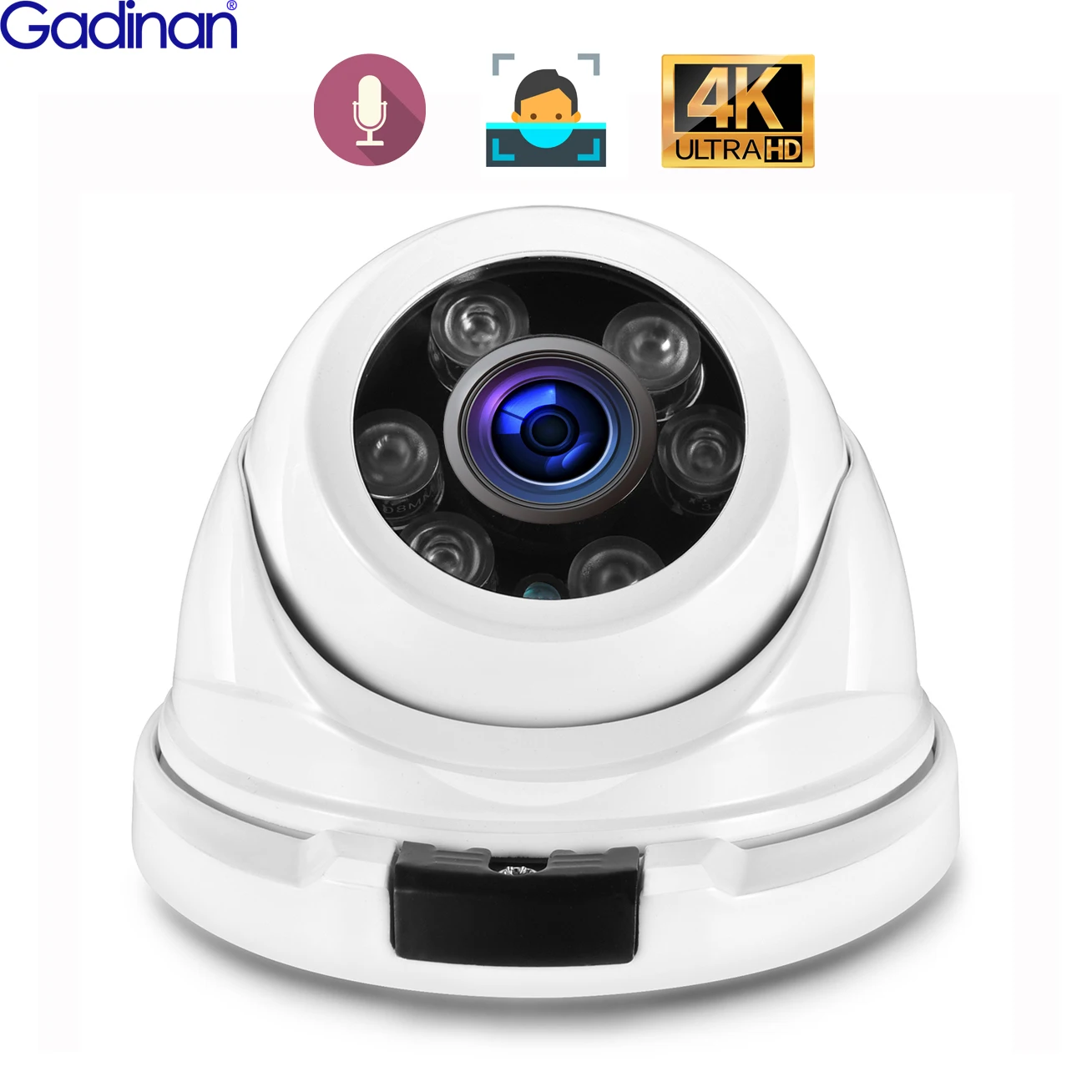 IP-камера Gadinan 4K Ultra HD 8 Мп широкоугольная 2 мм Наружная аудио POE H.265 металлическая