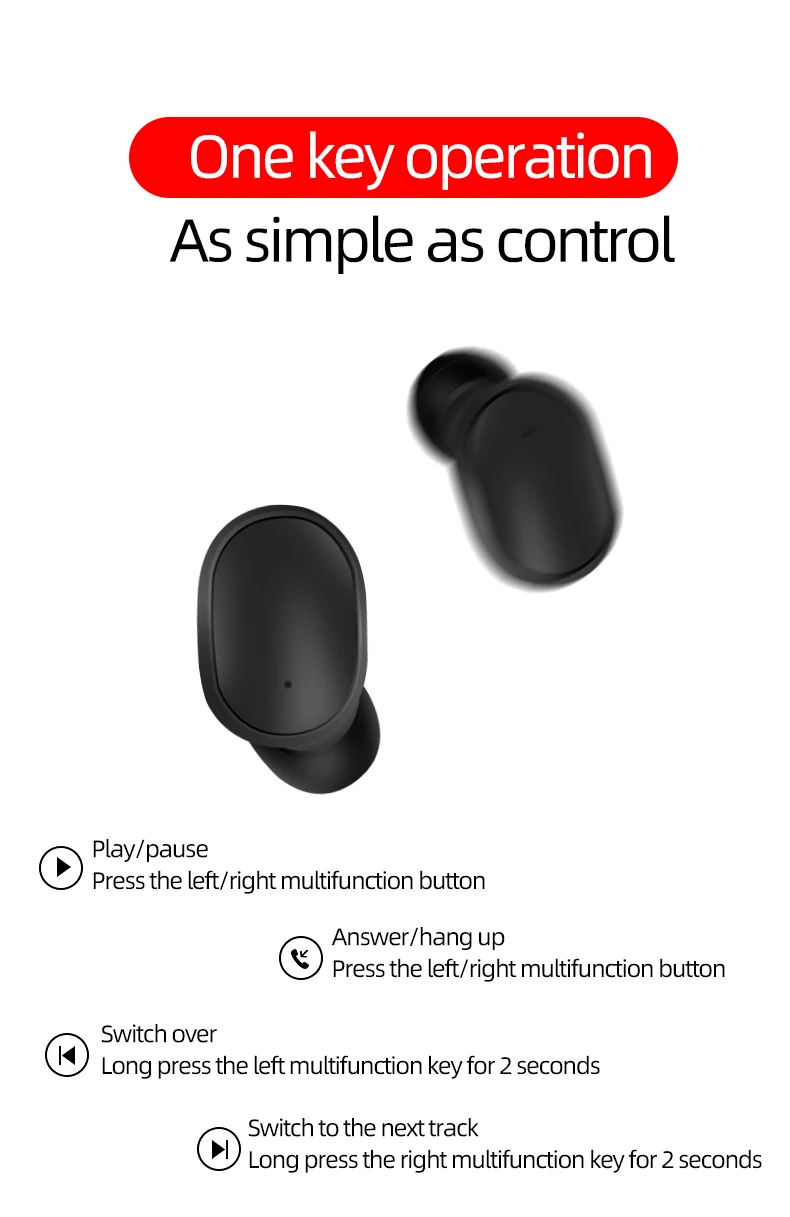 A6S Bluetooth Headsets VS Redmi Airdots Wireless Earbuds 5.0 TWS Earphone Noise Cancelling Mic for iPhone Xiaomi Huawei Samsung