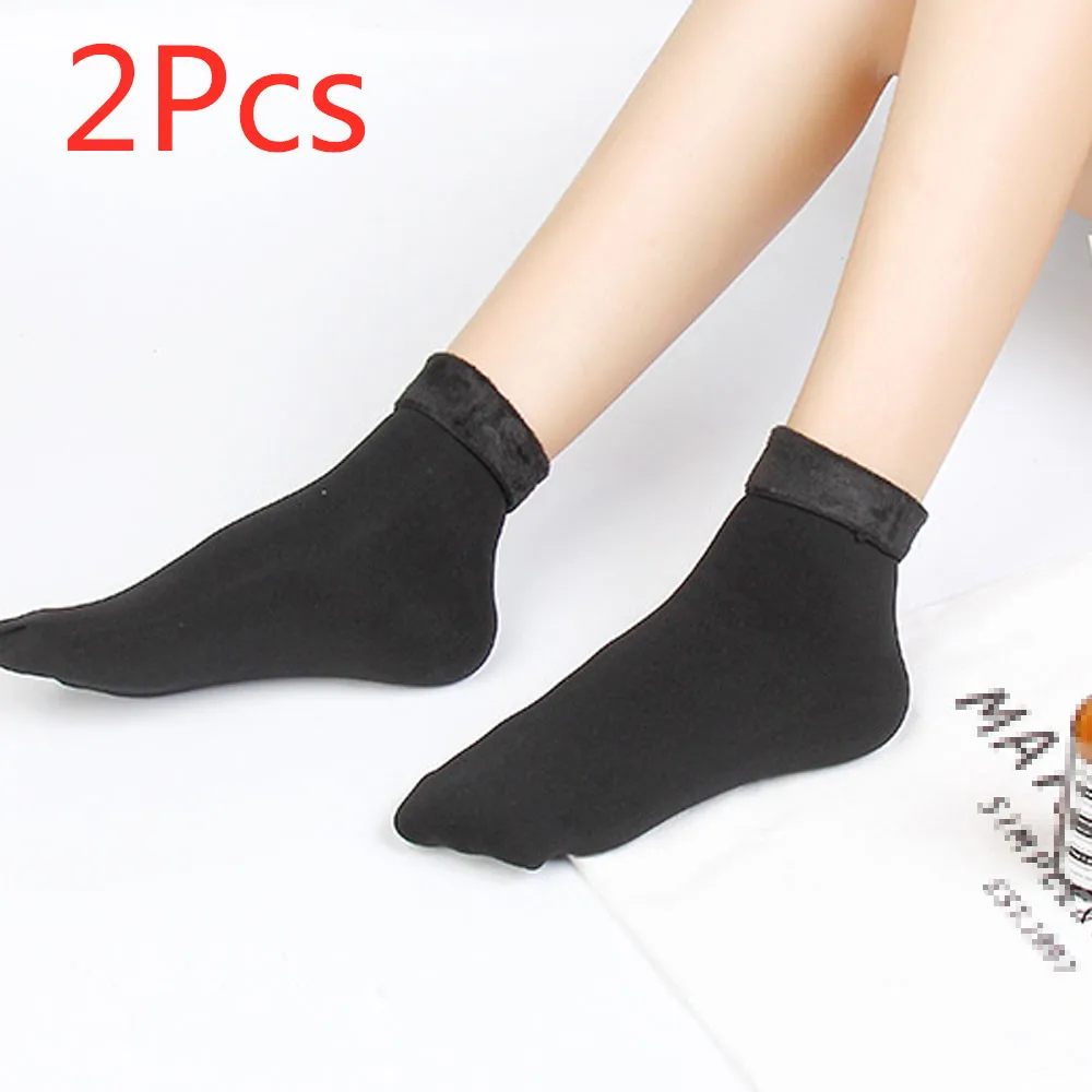 Black warm socks Теплые носки унисекс, зимние плотные теплые шерстяные кашемировые носки, Бесшовные женские и мужские бархатные сапоги, носки для сна - Цвет: Black warm socks