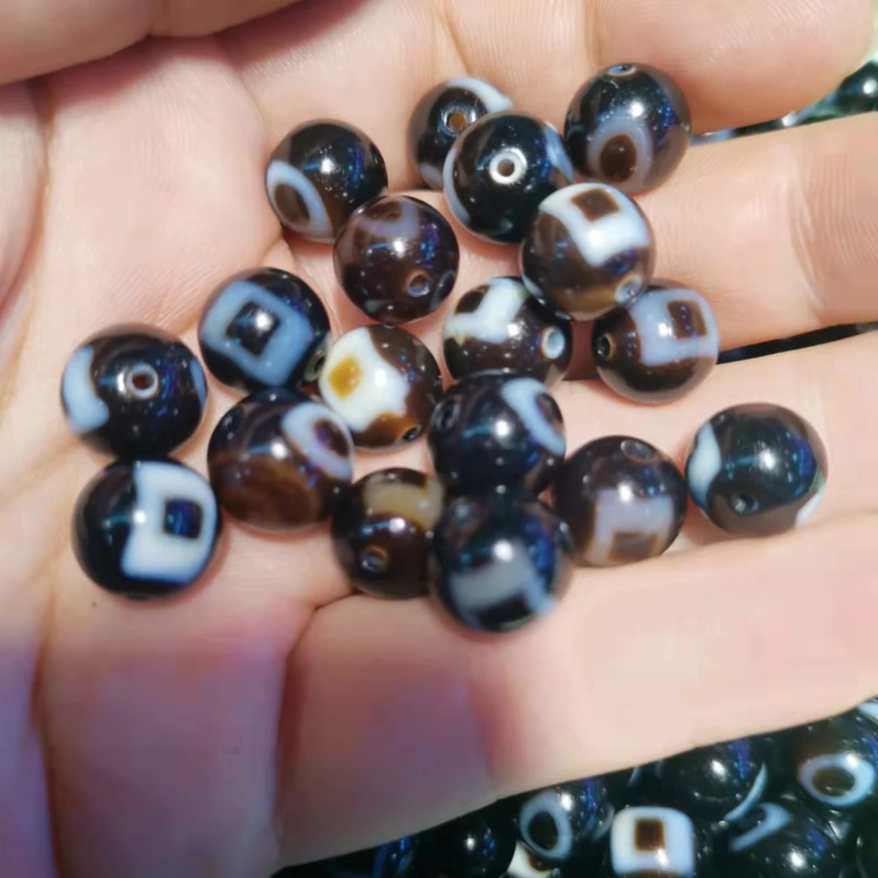 30pcs/lot pure natural various patterns 10mm agate round beads permeated dzi beads Accessories such as necklaces bracelets gem
