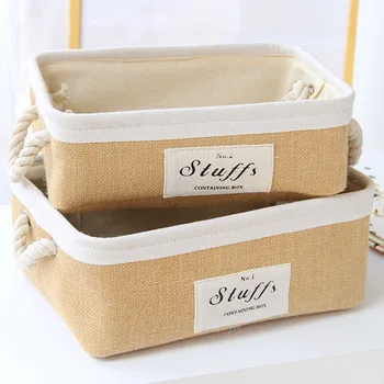 

Table Organizer Nature Color Foldable Sundries Storage Box Cotton Linen Nordic Style Home Decor