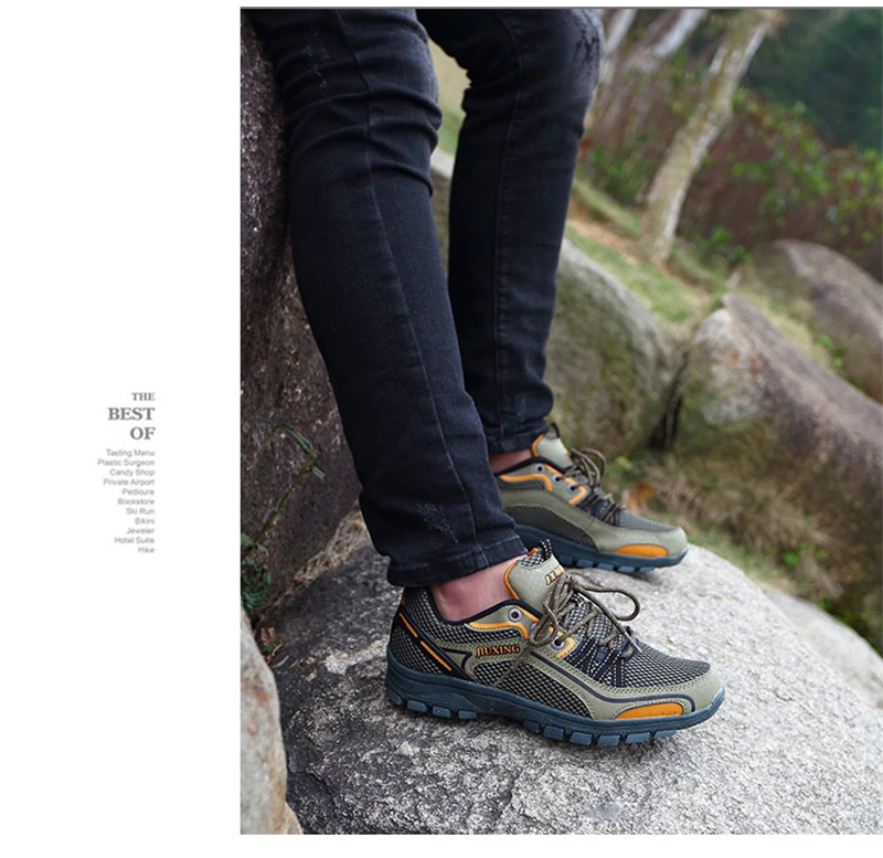 HUMTTO Men Hiking Shoes Non Slip Trekking Shoes Breathable Sneakers Mountain Climbing Shoes Wear Resistant Camping Shoes Male