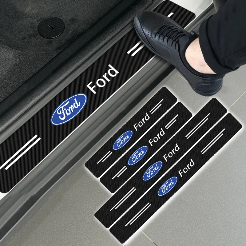 

4pcs Car Emblem Carbon Fiber Door Sill Protector Stickers For Fords Focus 2 3 1 Fiesta MK1 MK2 MK3 MK7 Fusion Ranger Car Goods