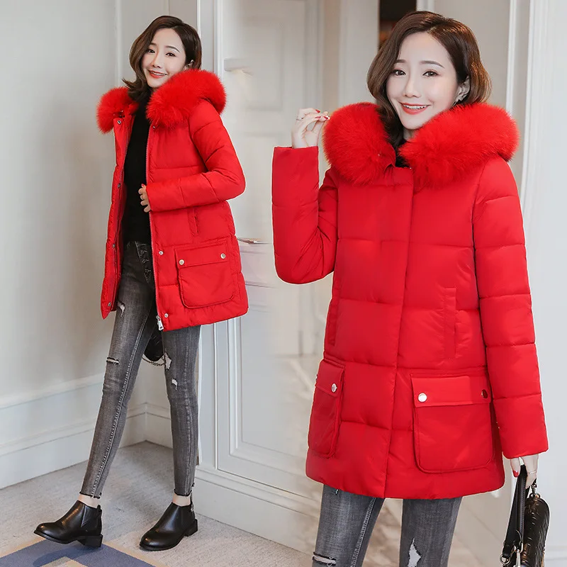 

2019 Winter Hot Selling Middle-aged Cotton-padded Clothes Women's Korean-style Mid-length Thick down Jacket Cotton-padded Clothe