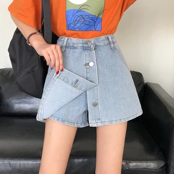 

Spring and summer 2020 new high waist loose was thin A-line skirt students age reduction wild denim skirt women