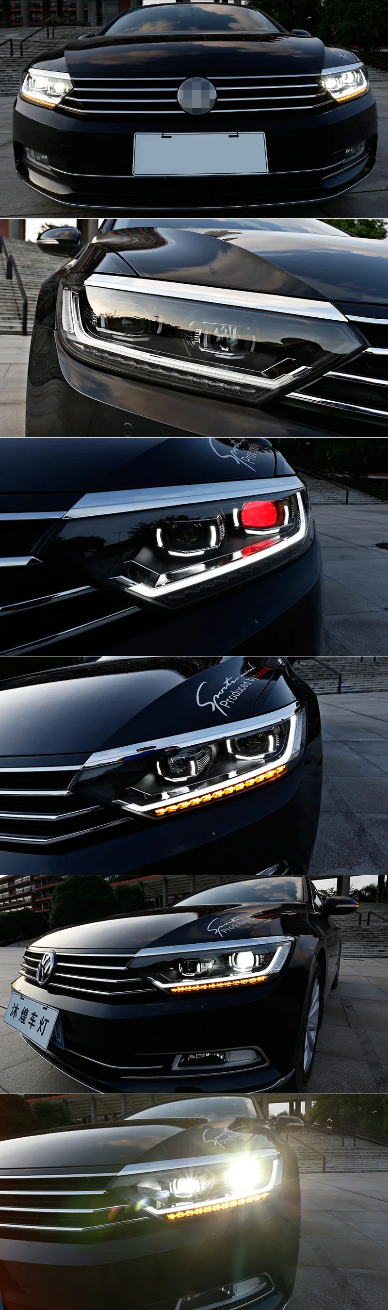 Автомобильный Стайлинг светодиодный фонарь для Volkswagen Passat B8 светодиодный DRL динамический сигнал поворота Красный Дьявол глаза головная лампа в сборе