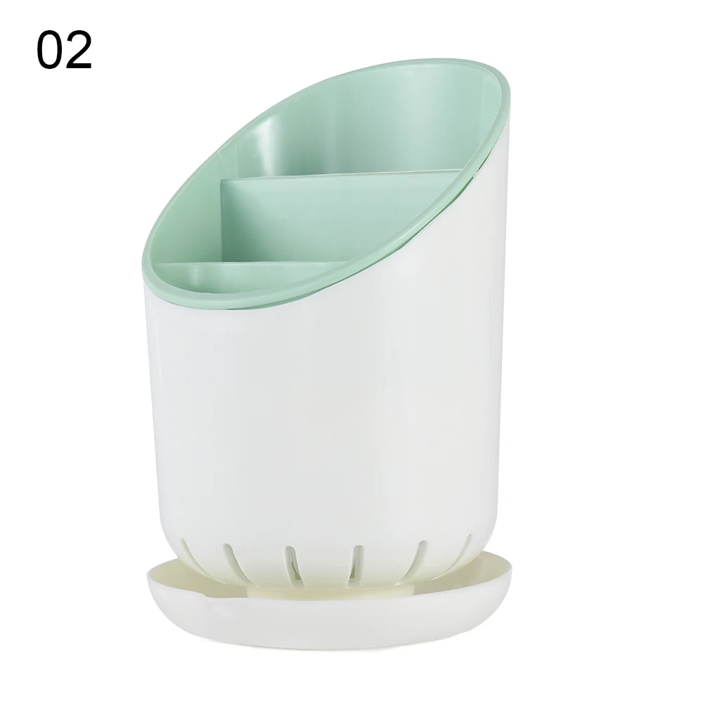 Кухонный дренажный стеллаж, трехслойная посуда для столовых приборов, пластиковая ложка, вилка, ящик для хранения, для домашнего хозяйства, органайзер, контейнер со сливом - Цвет: Светло-зеленый