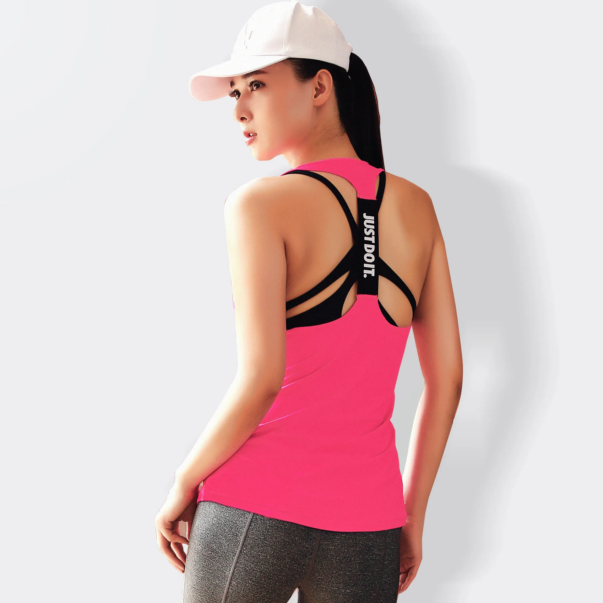 Yeechop, женский жилет без рукавов для фитнеса, тренировки, спортивные футболки для фитнеса, бега, спортивный жилет, топ для йоги, одежда для спортзала, футболка - Цвет: Bright Pink