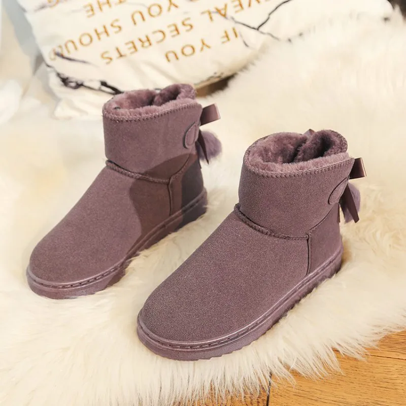 Ceny Darmowa wysyłka kobiety buty Faux zamszowe buty na śnieg kobiety botki ciepłe futro kobiet botki stałe buty zimowe skórzane buty damskie