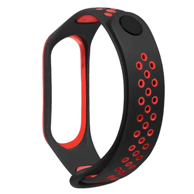 Спортивный браслет mi Band 3 ремешок на запястье для Xiaomi mi band 4 3 спортивный силиконовый браслет для Xiaomi mi band 3 Band 3 smart watch Bracelet - Цвет: Black red