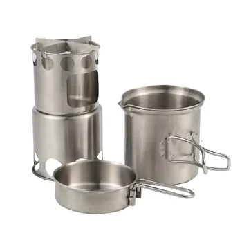 

Outdoor Portable Camping Hiking Stainless Steel Wood Stove Picnic Cookers Wild Stoves Outdoor Cooking Picnic Hunting