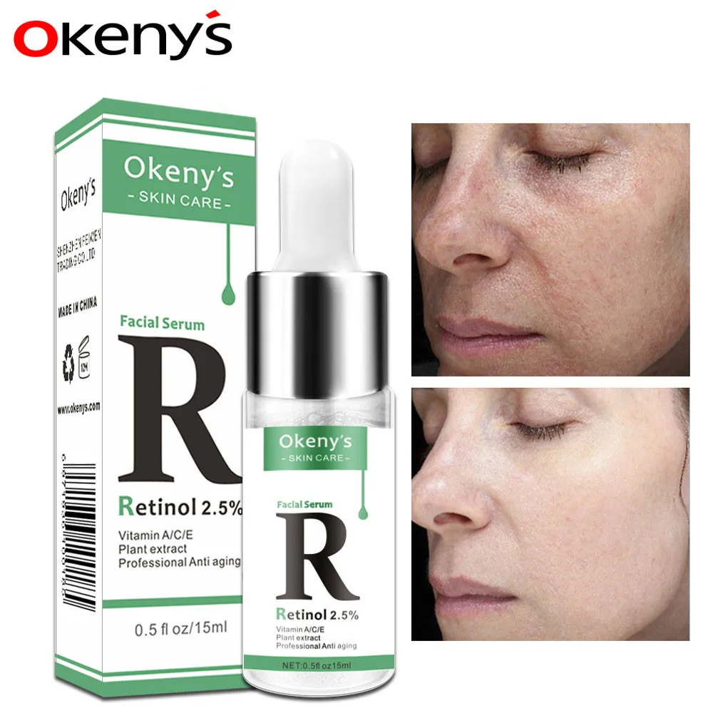 Retinol-suero Facial antiarrugas para eliminar manchas oscuras, suero de colágeno, esencia antienvejecimiento, blanqueador, 2.5% vitamina C / A