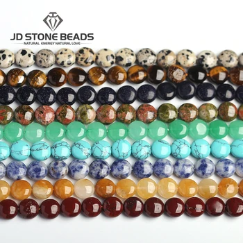 

Factory Supplying Turquoise Tiger Eye Stone Beads Round Pie Shape Natural Stone Connector Jewelry Accessories