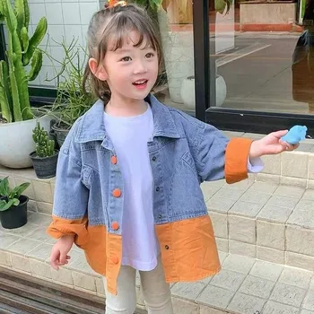 

2020 Spring Autumn Loose Stitching Fashion Denim Jacket Top Coat