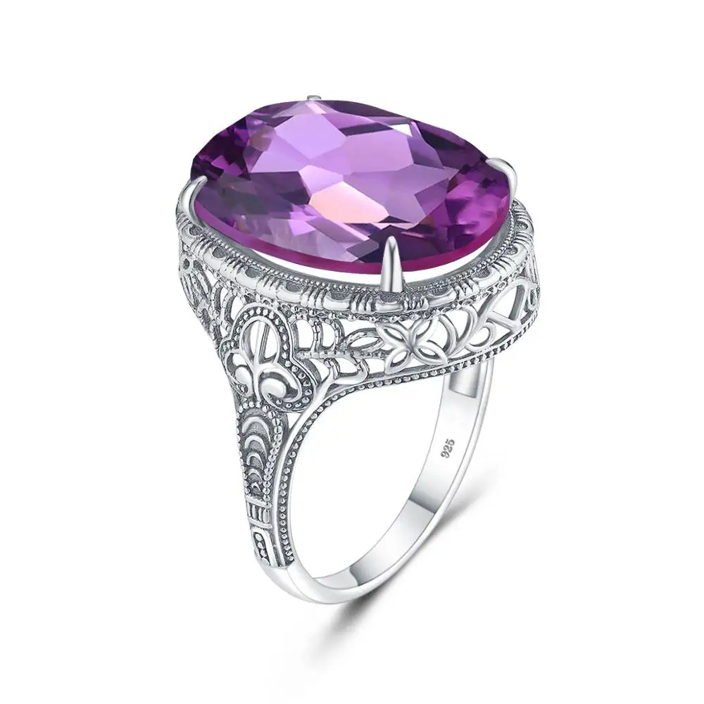 

Ring Women Silver 925 Amethyst Rings Real Sterling Silve 925 Prong setting Oval Amethyst Gemstone Female Wedding Fashion Jewely