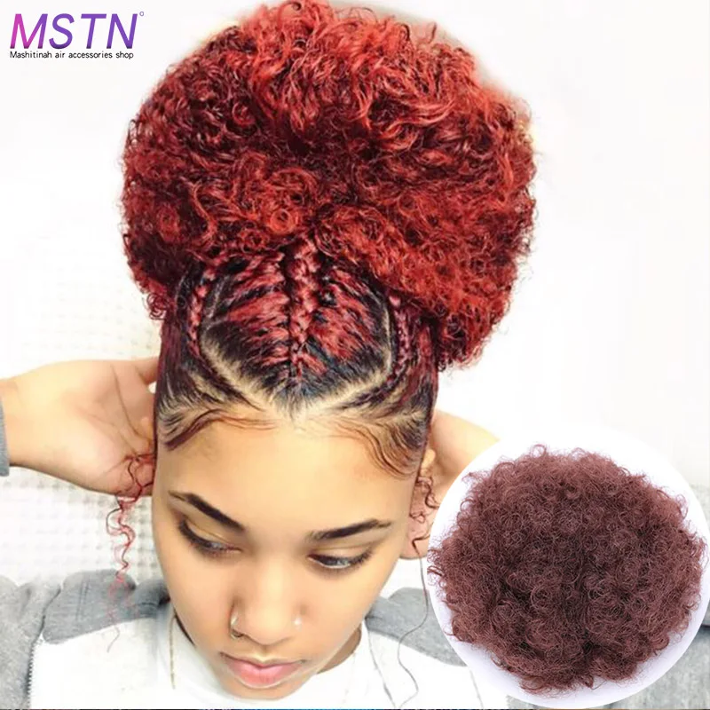 Mstn Synthetic Hair Bun Afro Kinky Bun Curly Hair Buns Round Oval