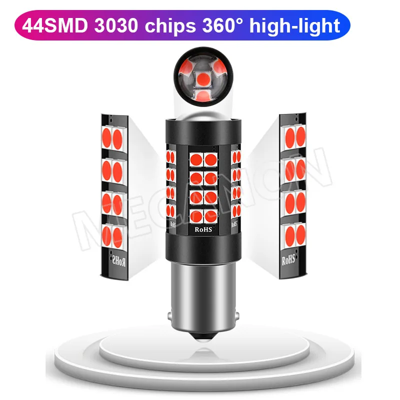 2 шт. Красная проблесковая 1156 BA15S 1157 BAY15D T25 3157 T20 7443 44SMD 3030 Автомобильный