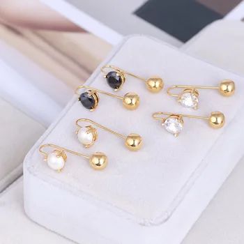 

Fashion steel beads and Black Cubic Zircon Earrings for Women Trendy Black crystal Female Earrings Korea Style Earrings