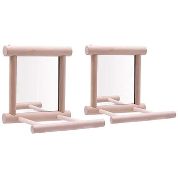 

2 Packs of Finch Parrots with Swaying Bird Mirror Bird Perch Standing Pole