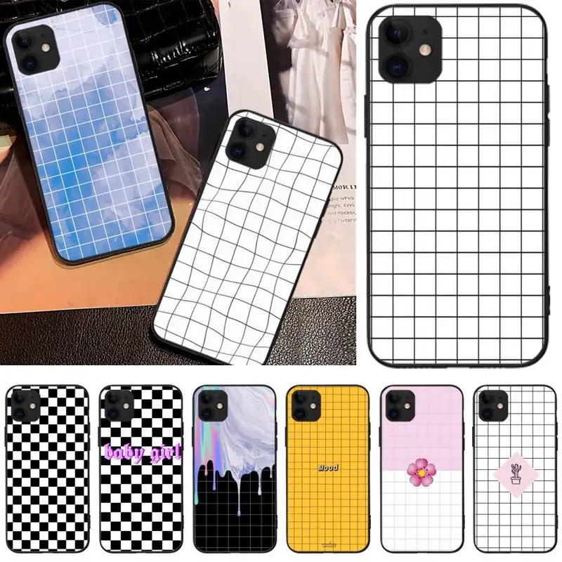 Черно-белый клетчатый чехол в полоску для iphone 5C 5 6 6s plus 7 8 SE X XR XS MAX 11 Pro Max | Мобильные