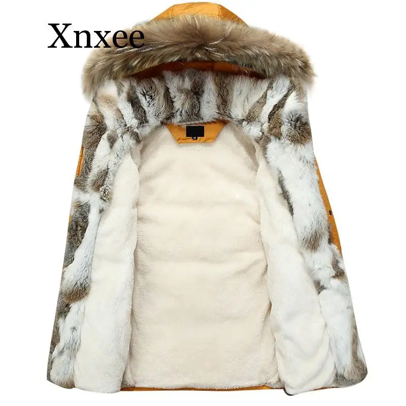 

5XL White Jacket Women Winter Goose Feather Coat Long Raccoon Fur Parka Warm Rabbit Plus Size Outerwear