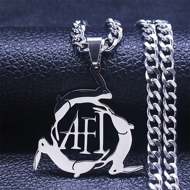 

A Fire Inside Band 3 Rabbits AFI Stainless Steel Necklaces Chain for Women/Men Pendant Necklace Jewelry chaine collier N4324S06