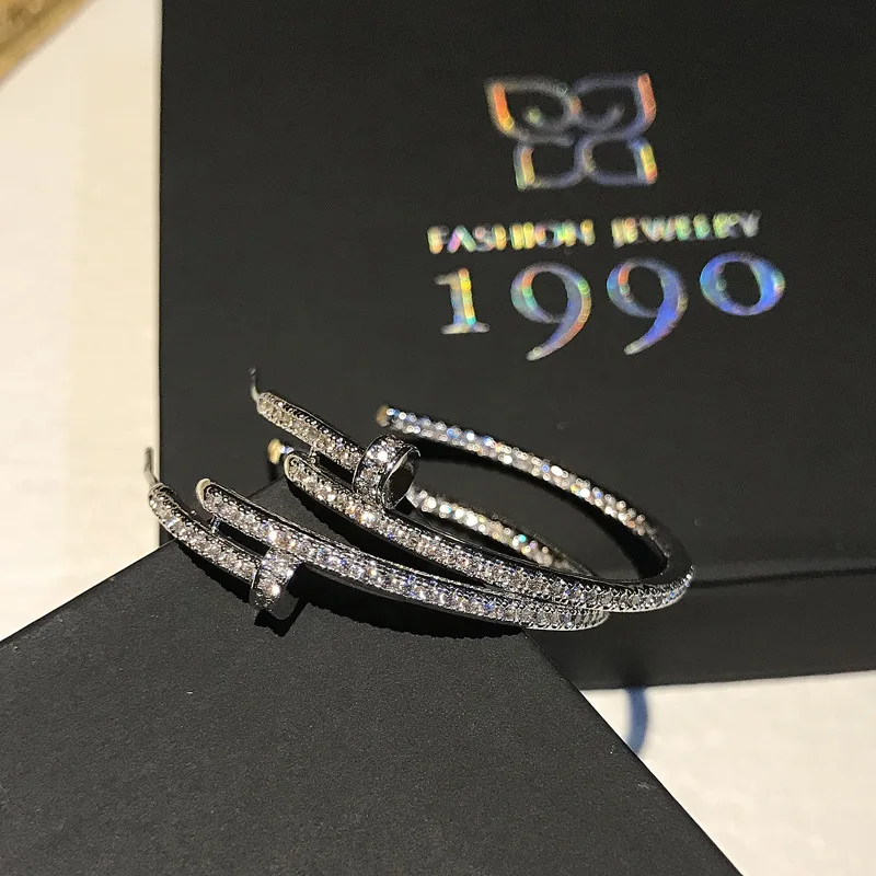 S925 Серебряные иглы блестящие микро-цепочки из кубического циркония элемент для нейл-арта серьги для женщин Геометрические Роскошные серьги брендовые ювелирные изделия Z180