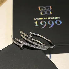 S925 Серебряные иглы блестящие микро-цепочки из кубического циркония элемент для нейл-арта серьги для женщин Геометрические Роскошные серьги брендовые ювелирные изделия Z180