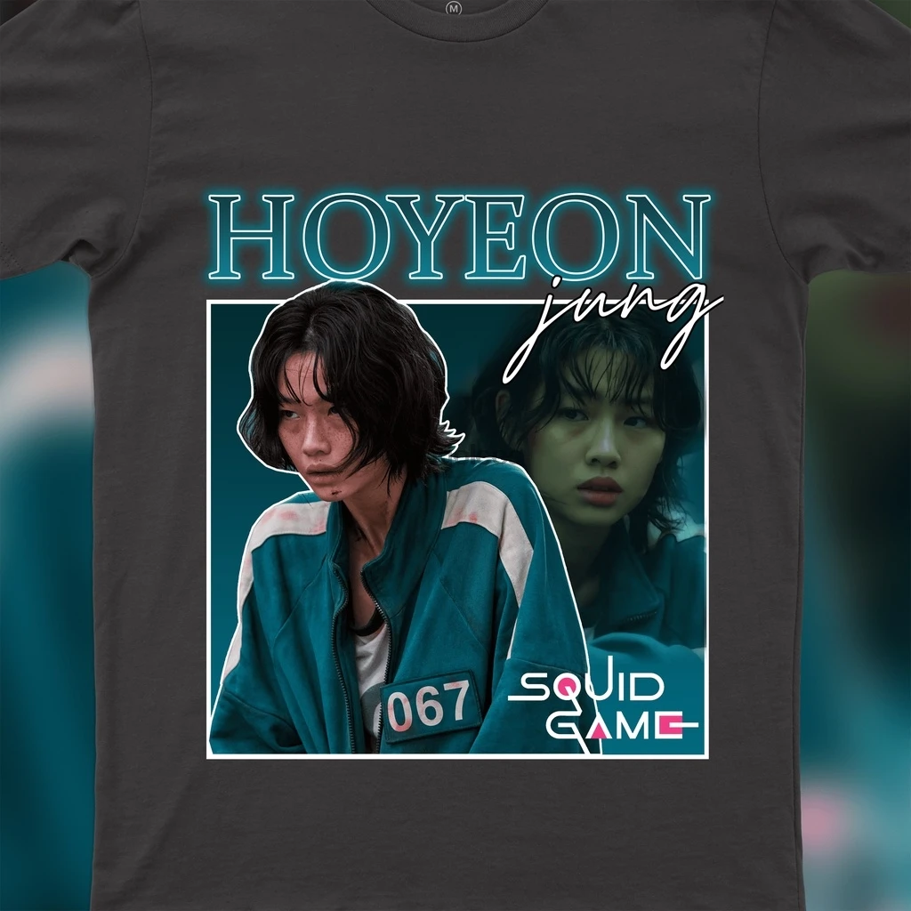 Футболка HoYeon Jung рубашка кальмар игры Kang Sae-byeok BlackWite (унисекс) | Мужская одежда