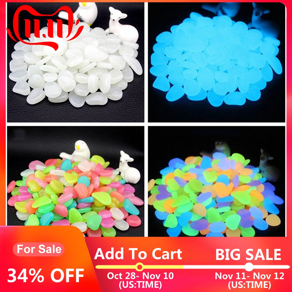 

10/50/100/300pcs Glow Stones Rocks Glow in the Dark Garden Pebbles for Walkways Garden Path Lawn Luminous Stones Aquarium Decor