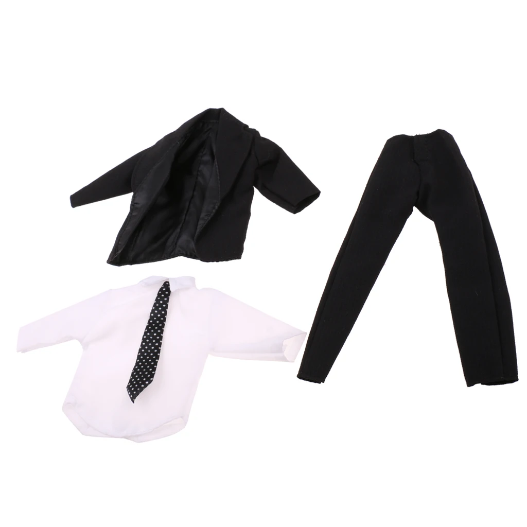3Pcs Modern Doll Clothes Suit Coll Doll Business Suit for  Ken Doll Coat & Shirt & Pant Black