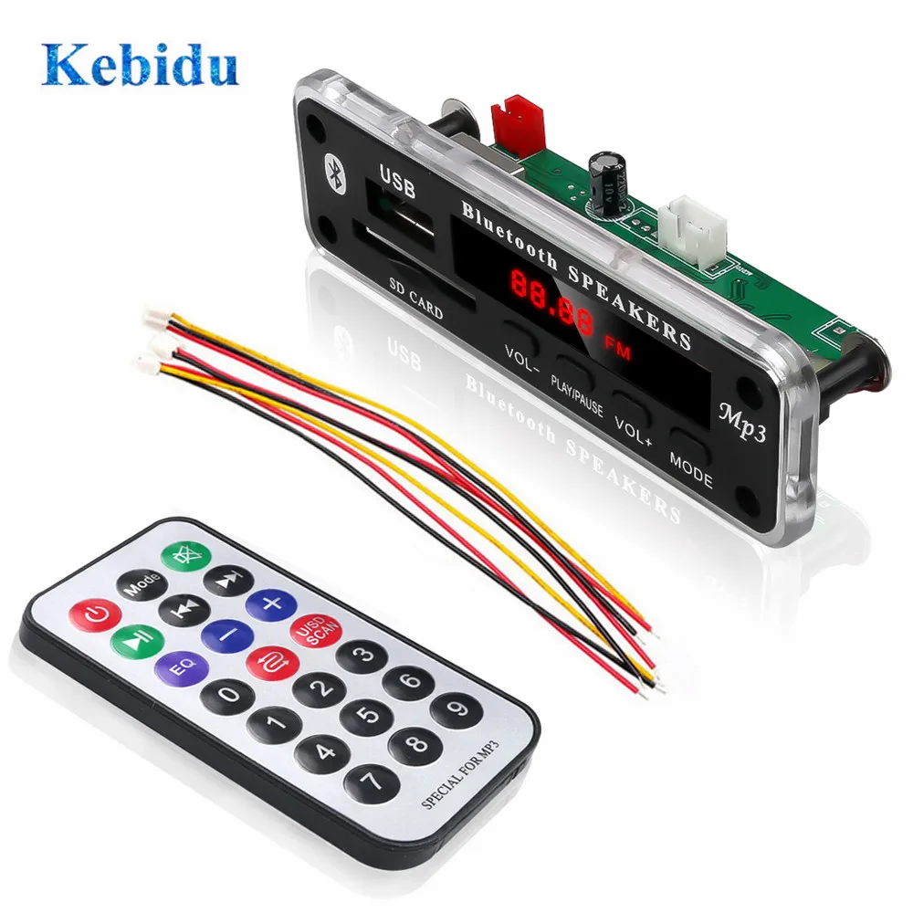 Беспроводной Bluetooth MP3 WMA декодер KEBIDU плата DC 5 в 12 В аудио модуль с поддержкой USB SD AUX